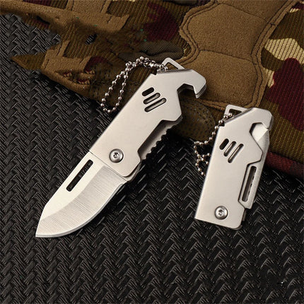 New Outdoor Folding Pocket Knife Keychain D2 Steel Sharp Cutting Camping Survival Tool Bottle Opener Portable Key Chain Pendant