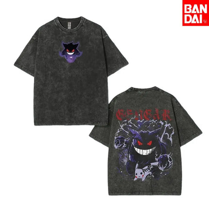 Pokemon Charizard T Shirt Men 2026 Summer Vintage Acid Wash Oversized Tee Japanese Anime Streetwear Hip Hop Harajuku Y2k