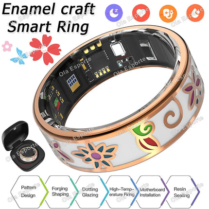2026 Color Enamels Fashion Women Smart Ring Female Stainless Steel Intelligent Finger Ring Lady IP68 Waterproof Fitness Tracker