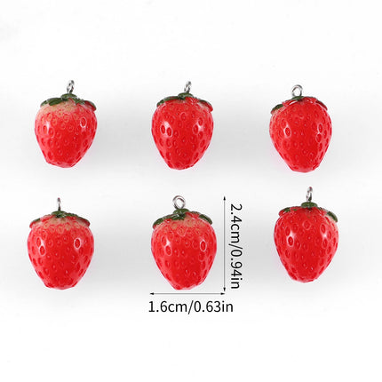 10pcs Resin Imitation Strawberry Shape Charms For DIY Key Chain Necklace Pendants Ornament Jewelry Making Accessories