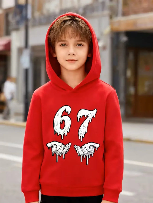 Bruh 67 Six Seven Funny Brainrot Meme Children's Hoodie Boys Girl Hooded Pullover Hiphop Streetwear Soft Casual Warm Sweatshirt