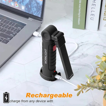 Powerful COB LED Work Light Car Garage Mechanic Lamp USB Rechargeable Flashlight Magnetic Torch Emergency Light Warning Light