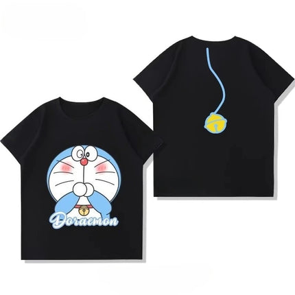 Potdemiel Summer New Doraemon Children's Pure Cotton T-Shirt, Boys and Girls Tops, Comfortable and Breathable Children's T-Shirt