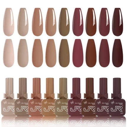 15ml gel Nail Polish set Including Red Pink Nude Gel Polish Kit LED Soak Off Polish Home DIY top coat