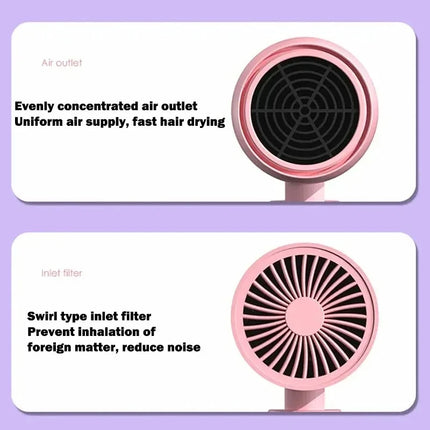 Folding Hairdryer High Power Negative Ion Hair Dryer Home Thermostatic Travel Portable Silent Hair Brush Dryer