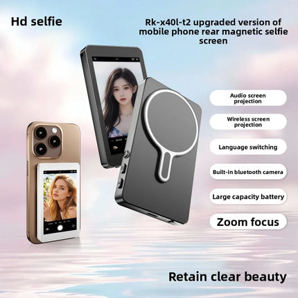 Vlog Selfie Monitor Screen,Wireless 4K/1080p Back Camera Monitor for iPhone & Android, Built-in Speaker for YouTube TikTok Live