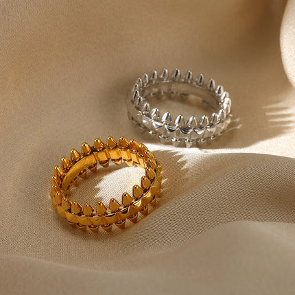 2025 Design Style Riveted Bullet Stainless Steel Rings For Women Punk Gold Color Creative Ring Broad Surface Finger Jewelry Gift