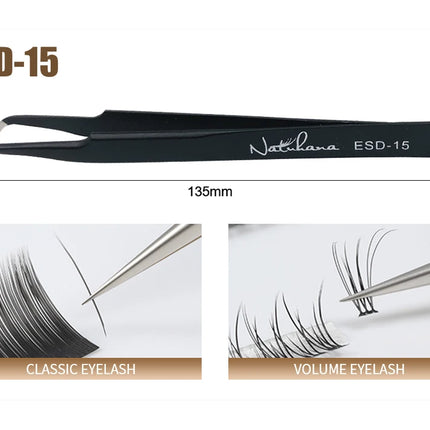 NATUHANA Anti-static Straight Eyelash Extension Tweezers Industrial Precision Curved Straight Lash Eyebrow Tweezers Makeup Tools