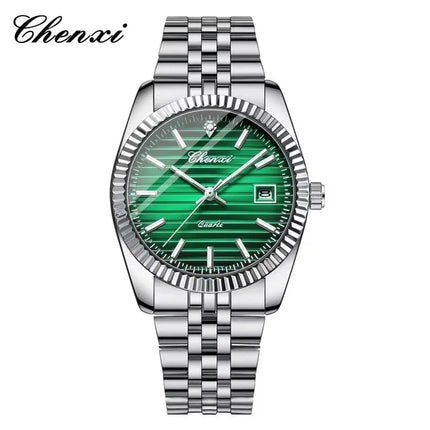 CHENXI 004D Fashion Original Classic Watches for Men Stainless Steel Band Quartz Date Display Male Sport Waterproof Wristwatch