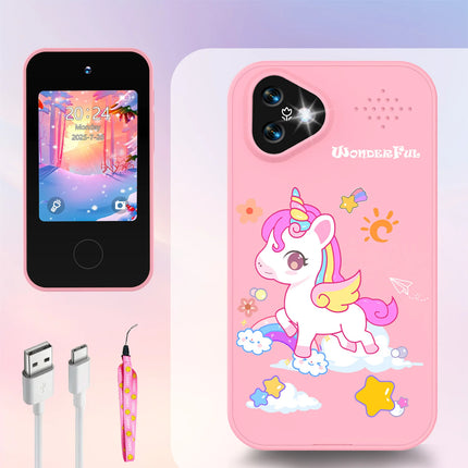 Unicorn Kids Smart Phone Camera Toys Touchscreen Baby Mobile MP3 Player Digital Educational Camera for Girls Boys Aged 3-12