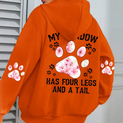 Autumn Womens Hoodies Cute Cat Paw Printing Sweatshirts Warm Fleece Soft Comfortable Pullovers Fashion Loose Female Clothing