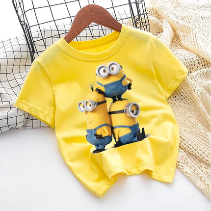 Cute Minionss T-shirt Cotton Boys Girl Toddler Children Short Sleeve Clothes Anime Game Cartoon Kids Streetwear Tees Casual Tops