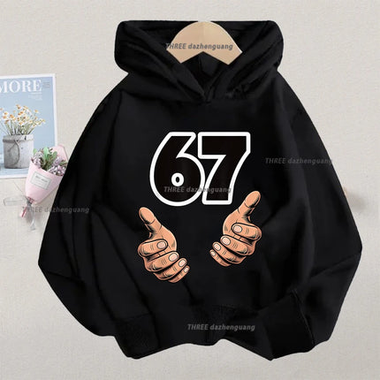 Autumn Children's Comfortable Hoodies 67 Six Seven Digit Print Kid Cute Fleece Sweatshirt Boys Girls Casual Fashion Sport Hooded