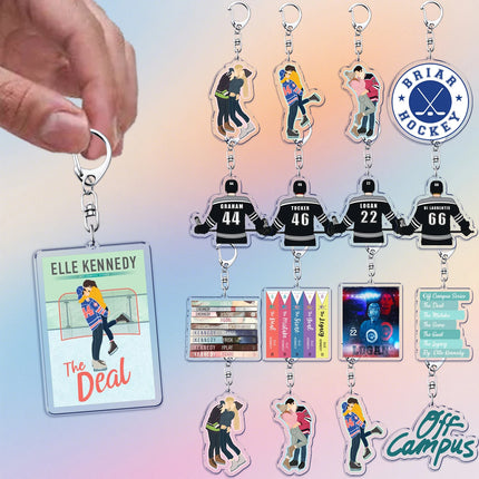 Classic TV Show Off Campus Keychains Elle Kennedy Briar U Garrett Graham Hockey Keyring Jewelry Fans Friends Gifts