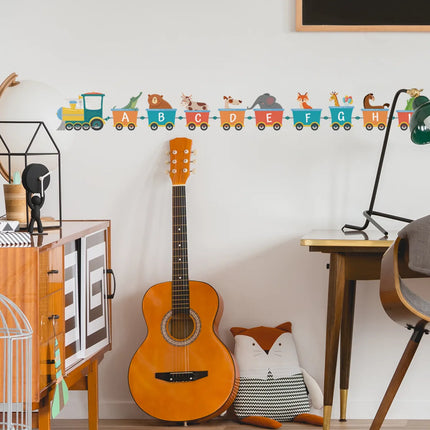 Cartoon Car Train 26 Letters Alphabet Wall Stickers for Kids Rooms Home Decor Children Wall Sticker Room Decoration Accessories