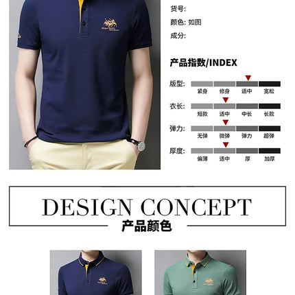 Summer New Men's Embroidered Polo Collar 100% Cotton Short-Sleeved Polo Shirt Fashion Solid Color Casual Top T-shirt M-4XL