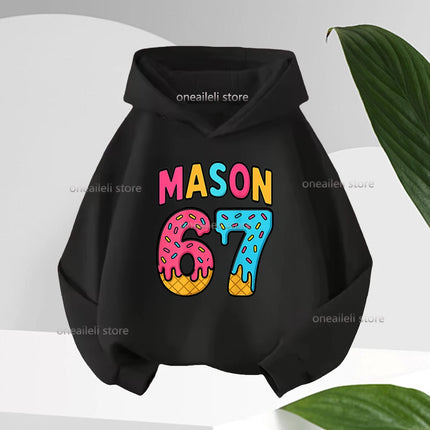 Spring Autumn Graphic Funny 67 Children's Hoodies Sweatshirt Casual Hip Hop Long-sleeve Fleece Boy Girl Kid Warm Hooded Pullover
