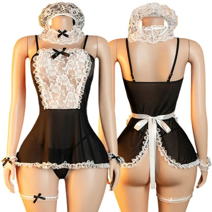 Maid Games Sex Shop Bdsm Sexy Crotchless Lingerie Cosplay Uniform French Apron T Panties Sex Toys Women Extreme Sexual Costumes