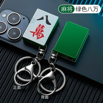 Metal Poker Keychain Pendant Inflatable Lighter Mini Compact Side Slip Butane Open Fire Outdoor Portable Lighter Men's Gift