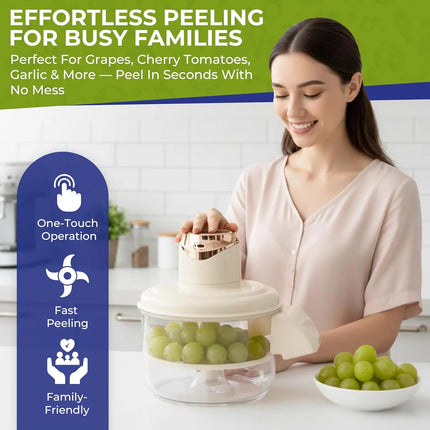 Automatic Grape Peeler Machine,Electric Garlic Peeler&Cherry Tomato Skin Remover Tool for Small Fruits,Efficient Peeling Kitchen