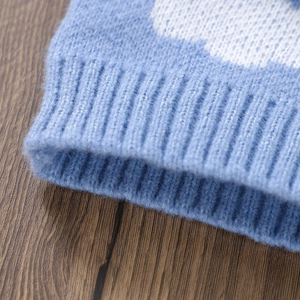 Baby Boy Girl Sweaters Knit Spring Autumn Winter Crew Neck Long Sleeve Newborn Netural Blue Knitwear Tops Children Costumes 1-3Y