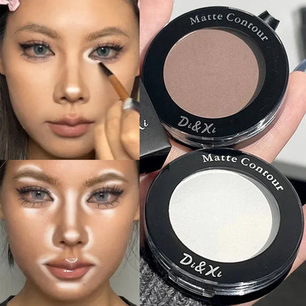 Matte Highlighter Contouring Palette Brighten Nose Shadow Face Contour Powder Monochrome White Bronzer Highlighter Makeup Plate