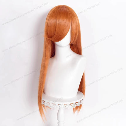 60cm Long Straight Cosplay Synthetic Wig With Bangs Golden Yellow Green Blonde Purple Heat Resistant Hair Anime Wigs + Wig Cap