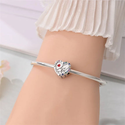 Original 925 Sterling Silver Charms Beads Cute Mushroom Unicorn Love Wings Pearl Charm for Bracelet Pendant Woman Girl Jewelry