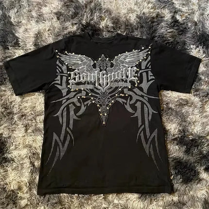 South pole High Street men Short Sleeve Y2K Graphic Print Oversized T Shirt Harajuku Gothic Round Neck Cotton Short Sleeve Tops