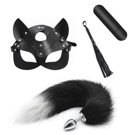 Anal Plug Tail Fox Set For Women Anal Sex Toys Butt Plug Tail Sexy Plush Ear With Nipple Clamps Bullet Vibrator For Couples Toys