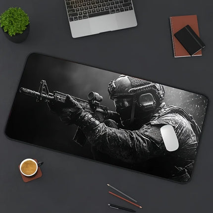 Large Mouse Pad Tactical Soldier Design Non-Slip XXL desk pad gaming accessories Stitched Edges for Home and game for fps gamer