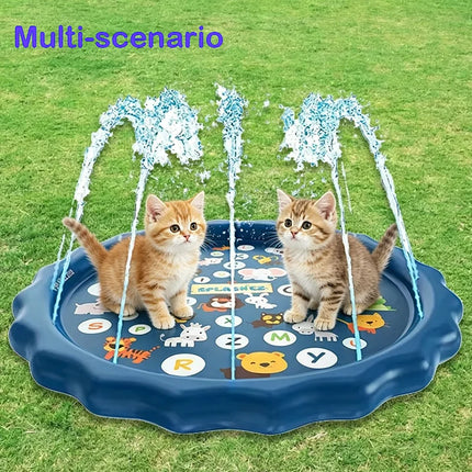 65/100CM Thickened Cat Spray Water Play Mat Dog Playmat Letter Dolphin Theme Pet Sensory Playing Crawling Induction Toy
