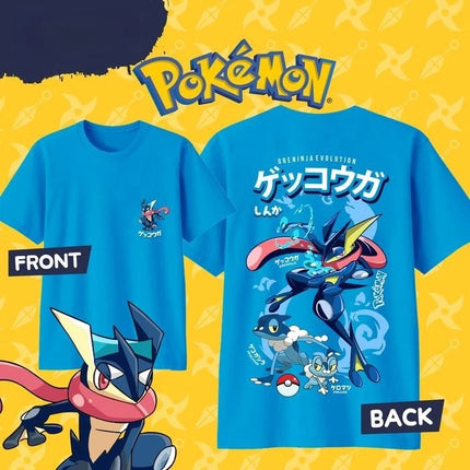 2026 Summer Hot Sale Pokemon Greninja Print T-Shirt, 100% Cotton Casual Loose Sport Tee for Adults Kids Family Breathable Tops