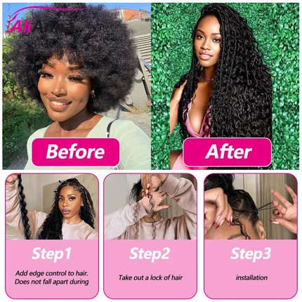Deep Wave Boho Braids Human Hair Bulk 50g/100g 100% Human Hair Braiding Hair Extensions No Weft Brazilian Curly Braiding Hair