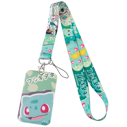 Anime Characters Card Holder Cute Gengar Lanyard Keychain ID Credit Bus Card Cover Hang Rope Lariat Lanyard Key Rings Fans Gifts