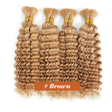 Human Braiding Hair Chocolate Brown 100g Deep Wave Bulk No Weft Human Hair Wigs Bundles for Curly Boho Braiding