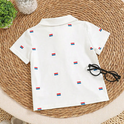 Boys' T-Shirt, Short-Sleeved Summer Children's Polo Shirt Baby T-Shirt Top Korean-Style White Lapel Cool And Trendy