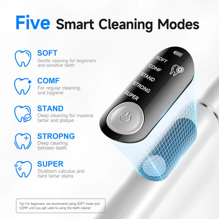 CURVY MOON T6 Electric Sonic Dental Calculus Scaler Oral Teeth Tartar Remover Plaque Stains Cleaner Removal Teeth Whitening