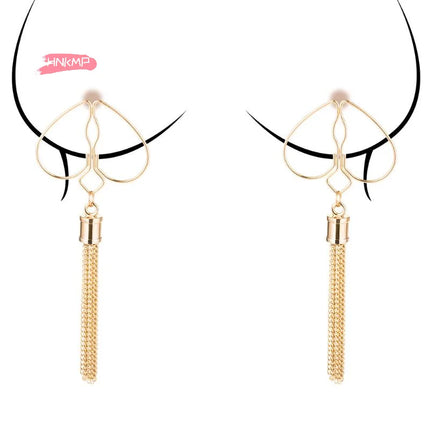 1Pair Adjustable Heart Nipple Clamps with Tassel Non-Piercing Body Jewelry for Women And Couples Sex Toy Accessory