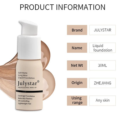 New Long Lasting Liquid Foundation Waterproof Oil Control Full Coverage Concealer Brighten Matte Moisturizing Primer Makeup Base