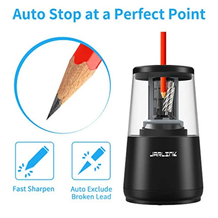 Electric Pencil Sharpener, Heavy-Duty Helical Blade to Fast Sharpen, Auto Stop for No.2/Colo Pencils 6-8mm,AC Adapter/Battery O