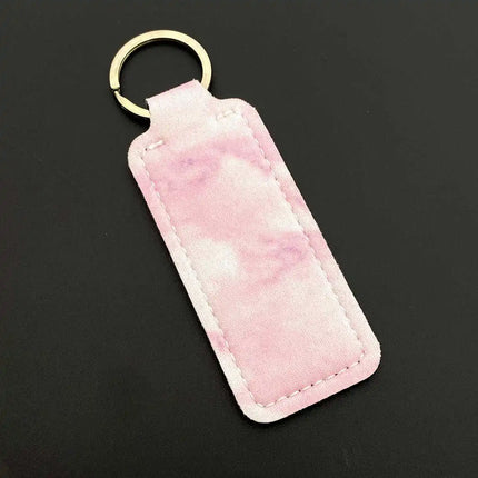 Marble Pattern Custom Keychain Women Personalize Portable Lipstick Case Cover Waterproof Lip Balm Pouch Creative Girlfriend Gift