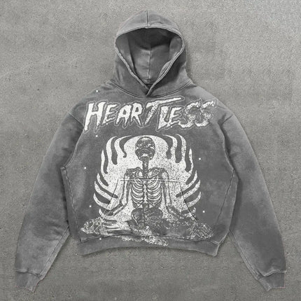 European and American Popular Skull Letter Printed Hoodie Harajuku Style Y2K Street Couple Outfit Spring and Autumn Hoodie