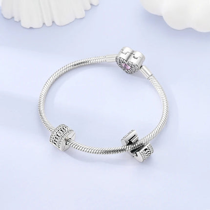925 Silver Color Star Moon Heart Safety Chain CZ Beads Angle Wing Pendant Fit Bangle Charms Bracelet DIY Women Original Jewelry