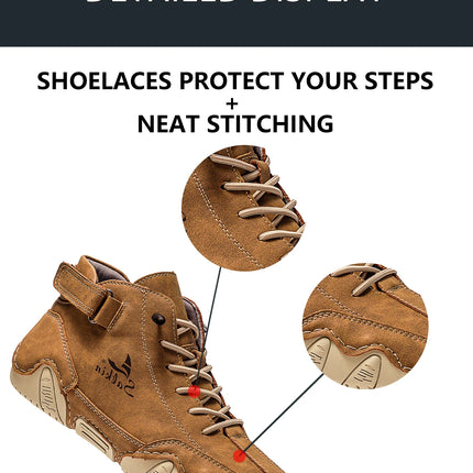 New Handmade Men Boots Design Sneakers Man Outdoor Casual Leather Men Sneakers Ankle Boots Trekking Fall Breathable Hot Sale