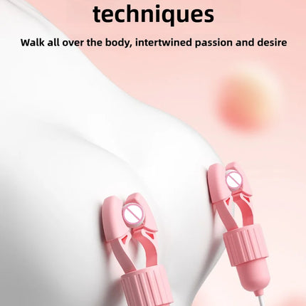 Sucking Vibrating Nipple Clamps Tongue Vibrator Labia Clitoris Clamps Stimulating Massager For Women Breast Massage Masturbator