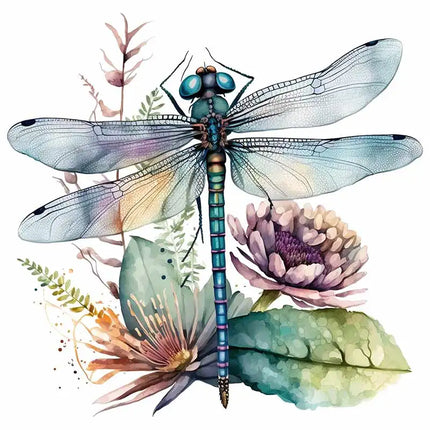 M739 Beautiful flowers and Dragonfly Insect Wall Sticker Kids Room Bedroom Home Decoration Wallpaper Self Adhesive Decals
