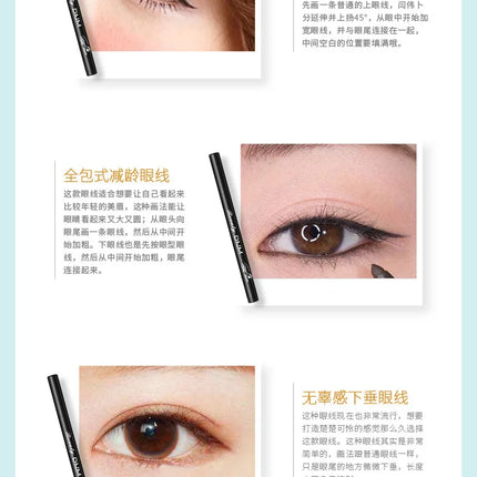 DNM 12 Colors Eyeliner Pen Waterproof Soft Sponge Head Silkworm Pen Quick Dry Black Natural Coloring Liquid Eyeliner White