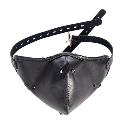 Adjustable Leather Mask with Mouth Gag Bdsm Bondage Slave Ball Mouth Plug Black Breathable Mask Training Sex Toy for Women Gay