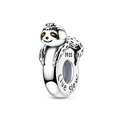 Silver 925 Charm Bead Rose Heart Pandent Butterfly Orchid Clasp Clip Fit Original Bracelet Pendnat Diy For Woman Jewelry